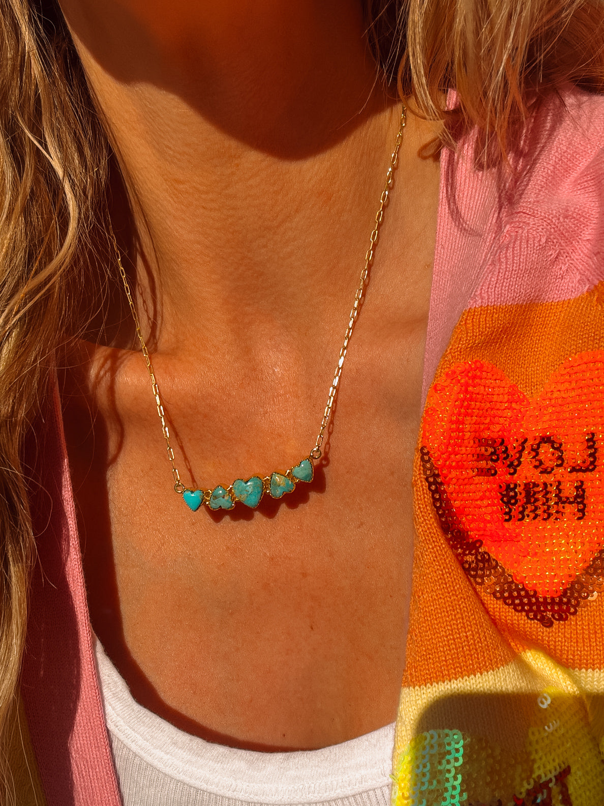 Rainbow Heart Gold Necklace