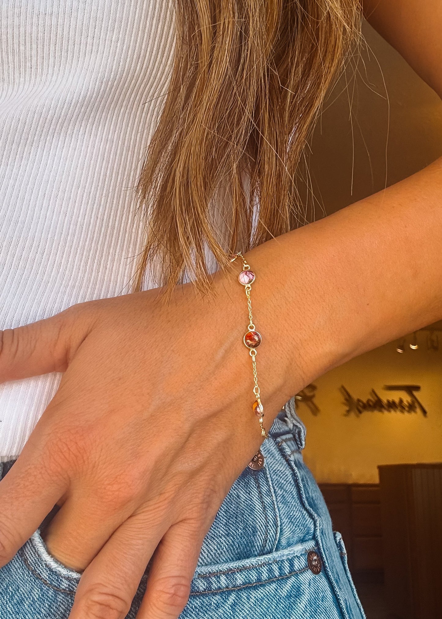 Pink Dahlia Large Pony Club Bracelet - Turnback Pony ™ - Necklace