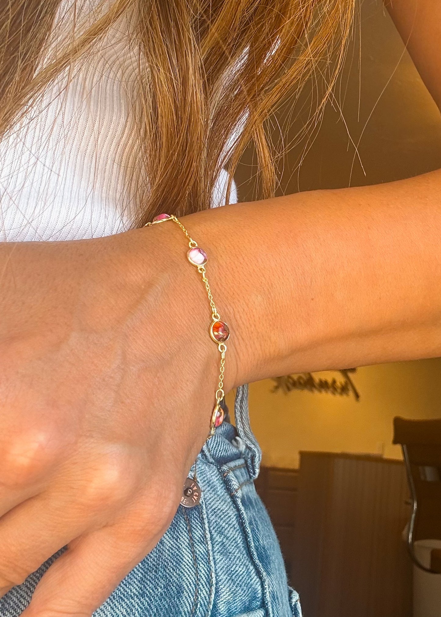 Pink Dahlia Large Pony Club Bracelet - Turnback Pony ™ - Necklace