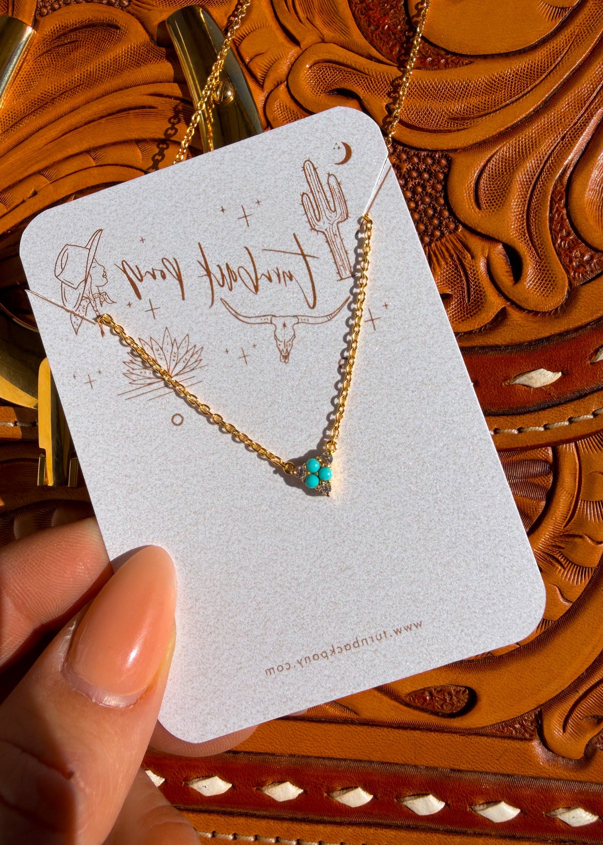 Alara Diamond and Turquoise Necklace - Turnback Pony ™ - Necklace