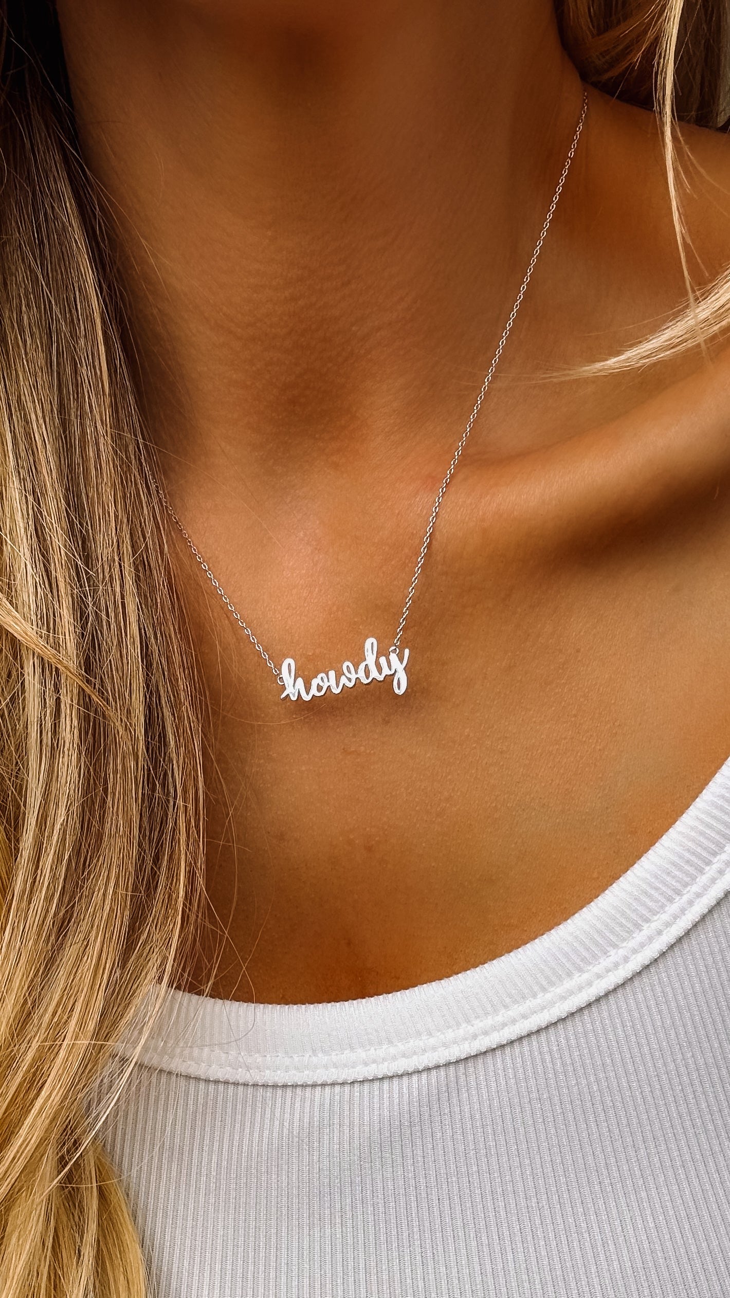 Silver Howdy Necklace