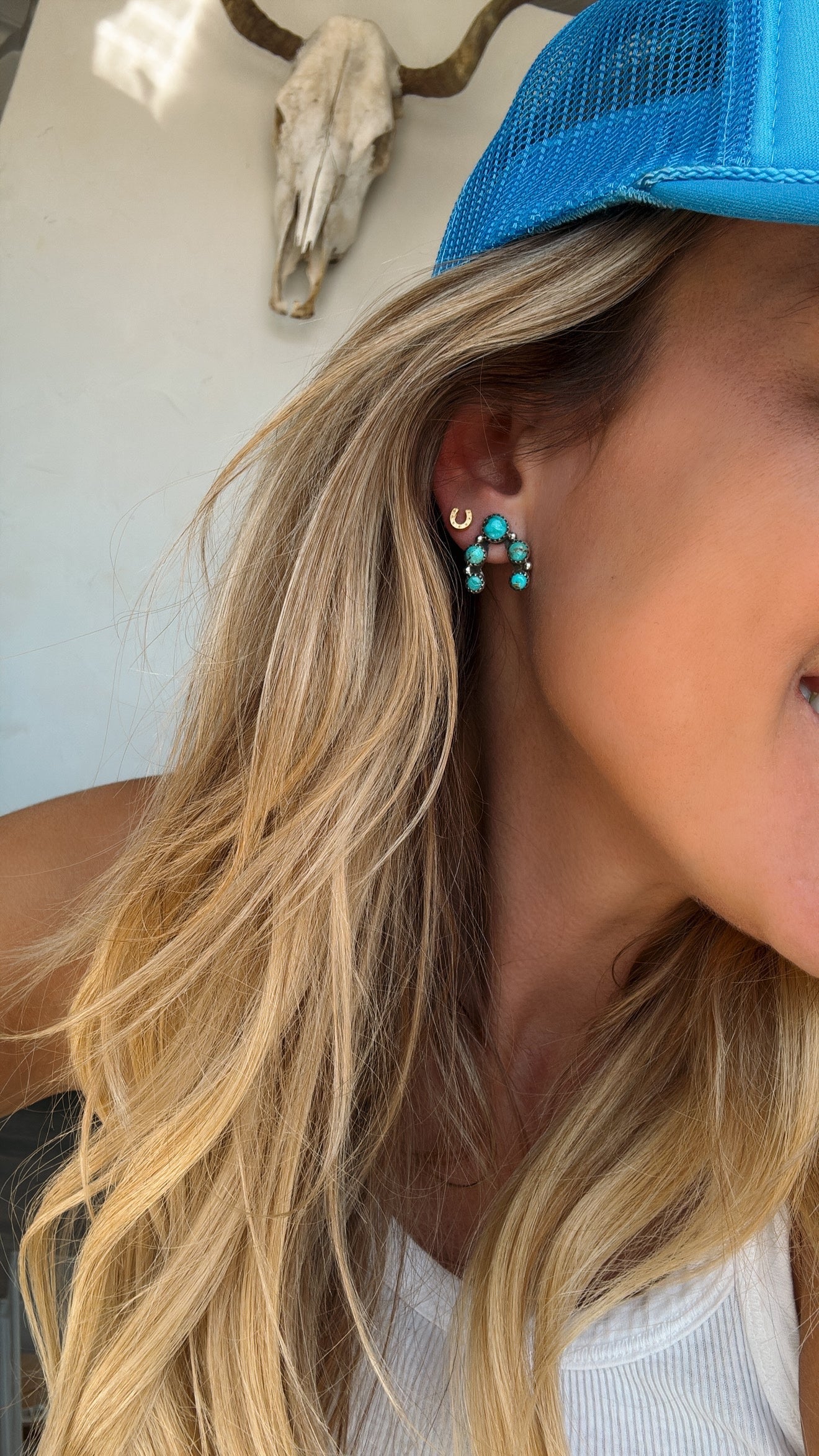 Silver Turquoise Naja Studs