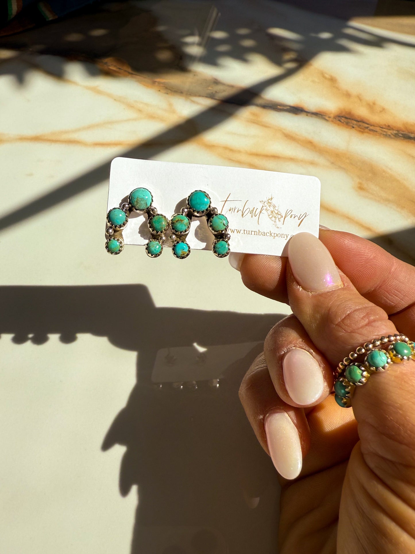 Silver Turquoise Naja Studs