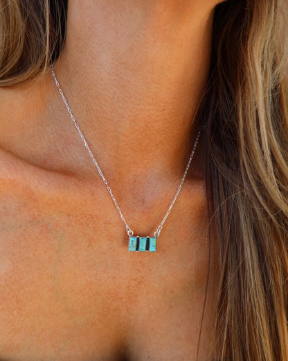 Triple Turquoise Bar Necklace