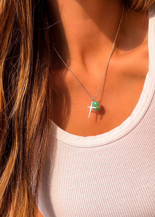 He Lives Silver (Turquoise) Necklace - Turnback Pony ™ - Necklaces