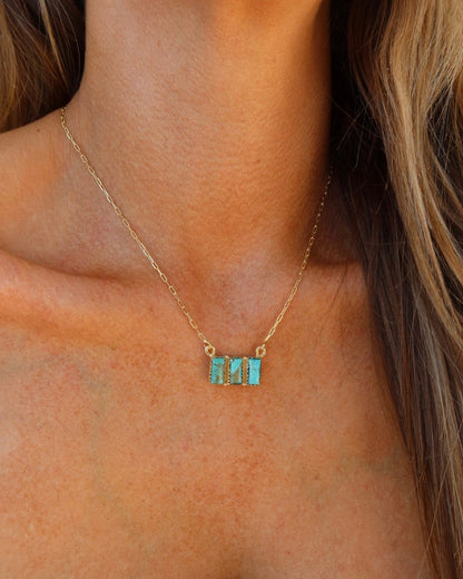Triple Turquoise Bar Necklace