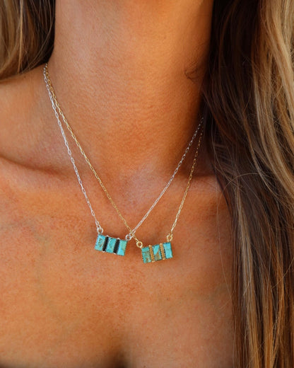 Triple Turquoise Bar Necklace
