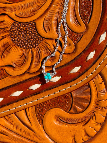 Alara Diamond and Turquoise Necklace Sterling Silver - Turnback Pony ™ - Necklace