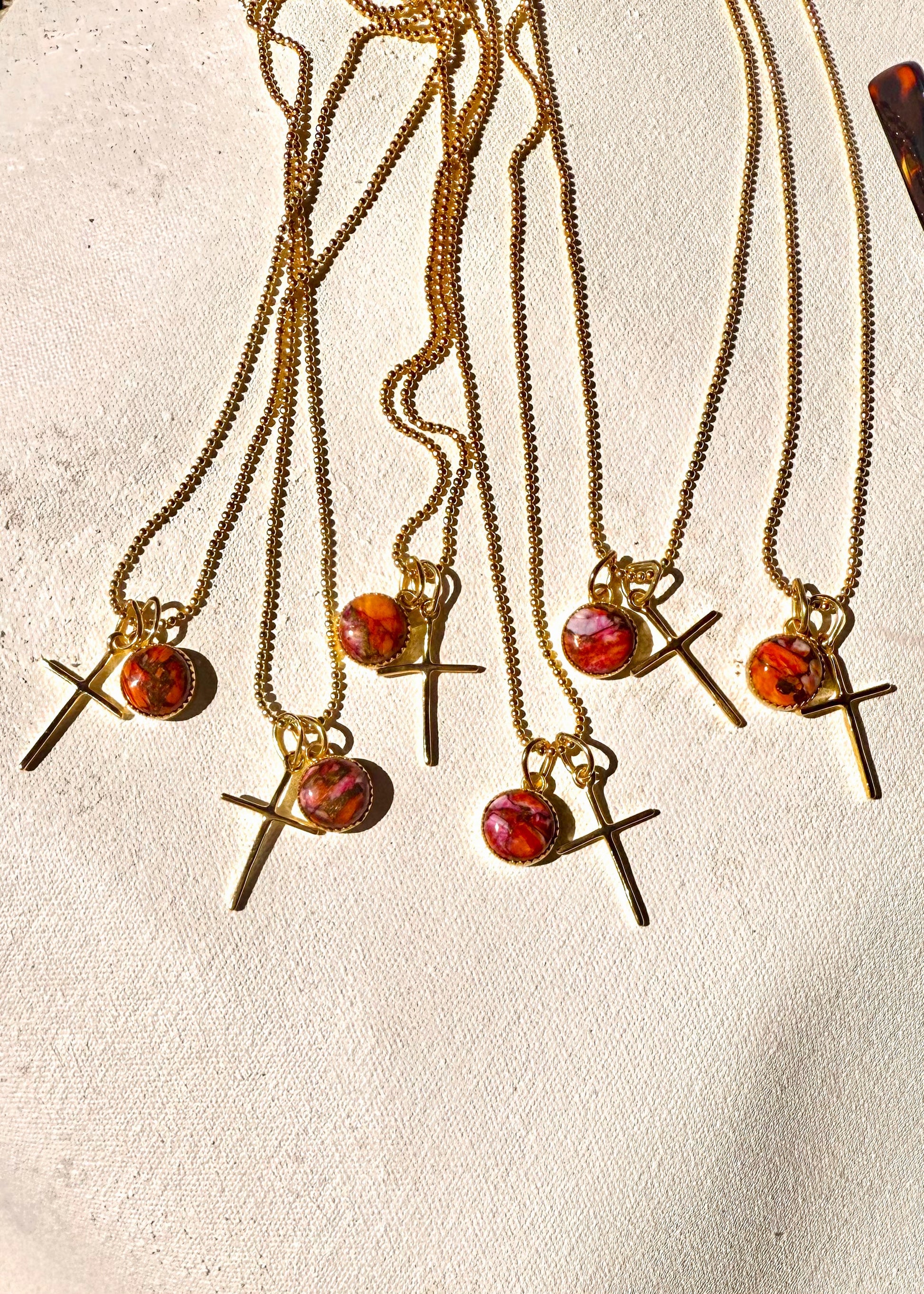 He Lives Gold (Pink Dahlia) Necklace - Turnback Pony ™ - Necklaces