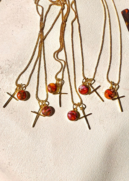 He Lives Gold (Pink Dahlia) Necklace - Turnback Pony ™ - Necklaces