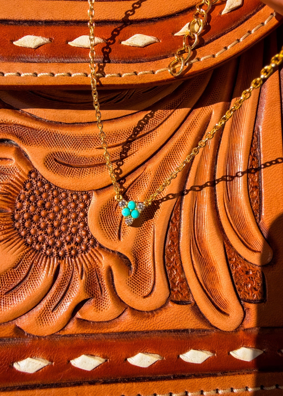 Alara Diamond and Turquoise Necklace - Turnback Pony ™ - Necklace