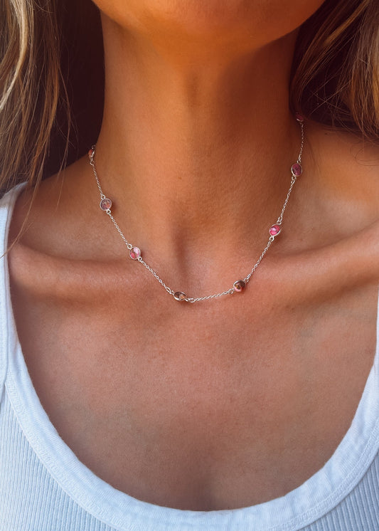 Pink Dahlia Large Pony Club Necklace - Turnback Pony ™ - Necklace