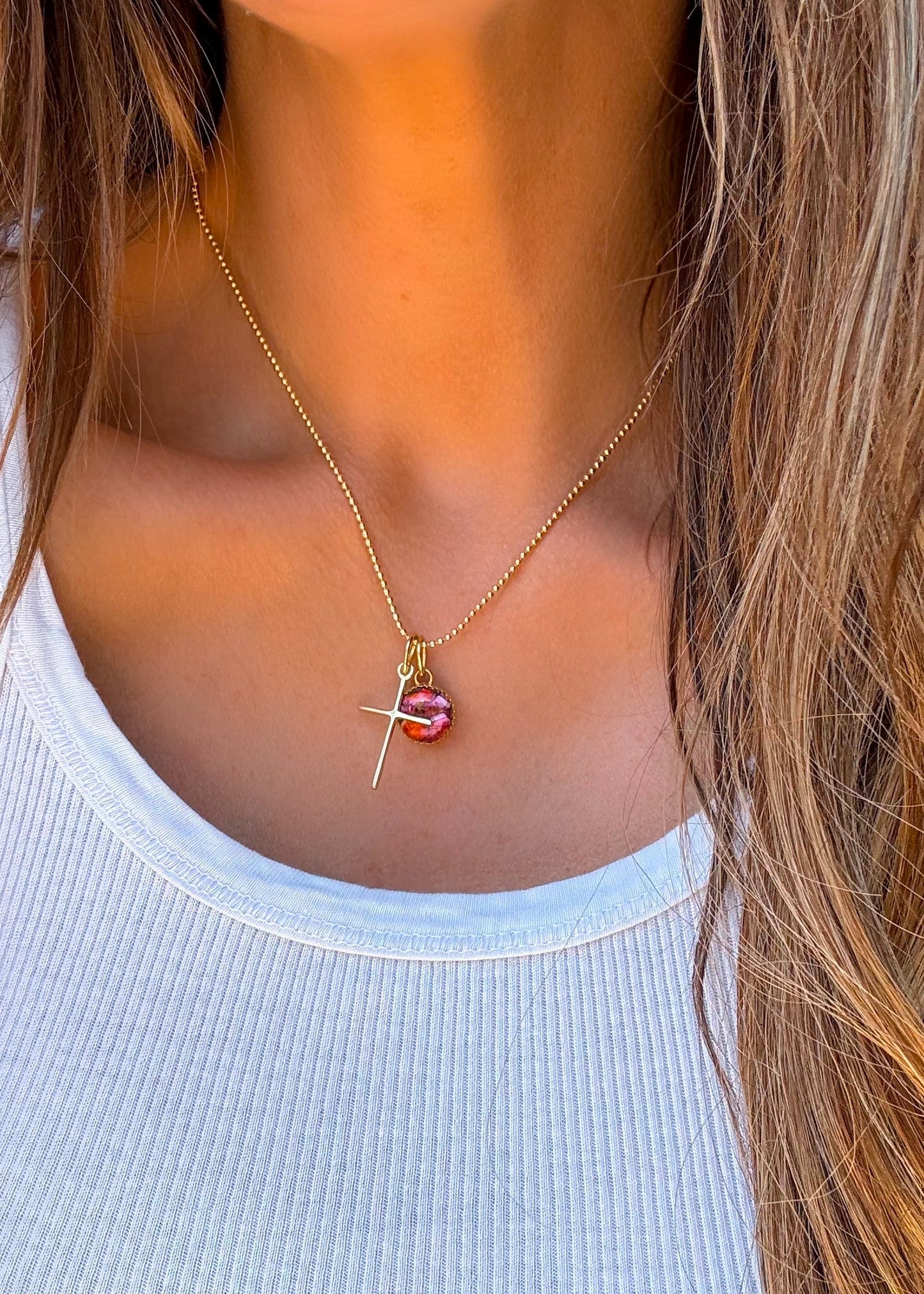 He Lives Gold (Pink Dahlia) Necklace - Turnback Pony ™ - Necklaces