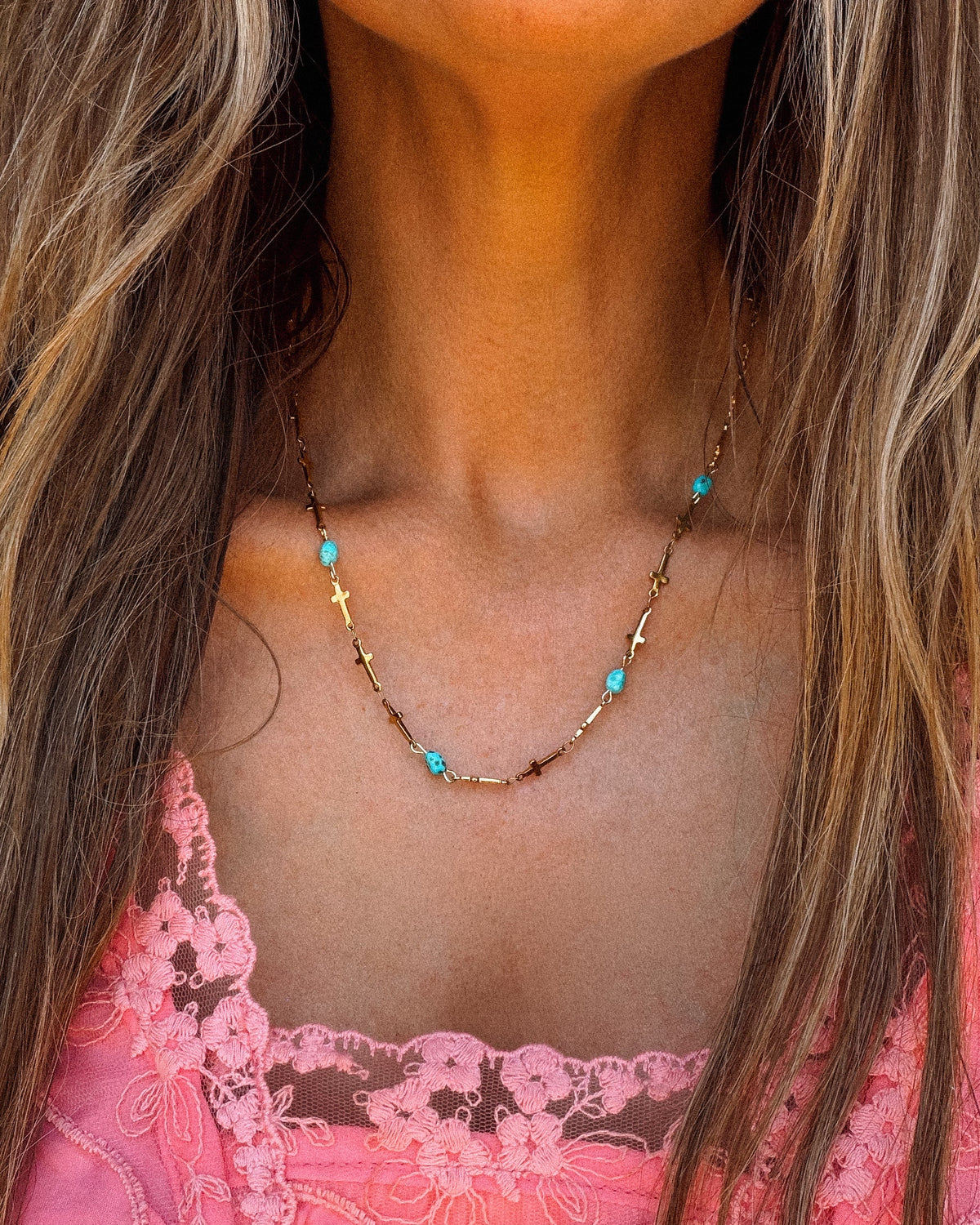 Cross with Turquoise Necklace - Turnback Pony ™ - 