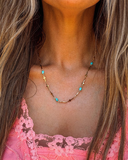 Cross with Turquoise Necklace - Turnback Pony ™ - 