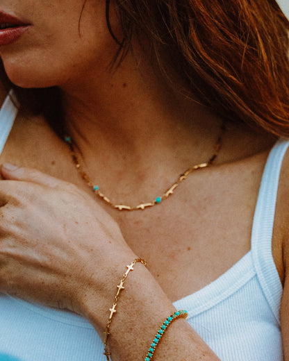 Cross with Turquoise Necklace - Turnback Pony ™ - 