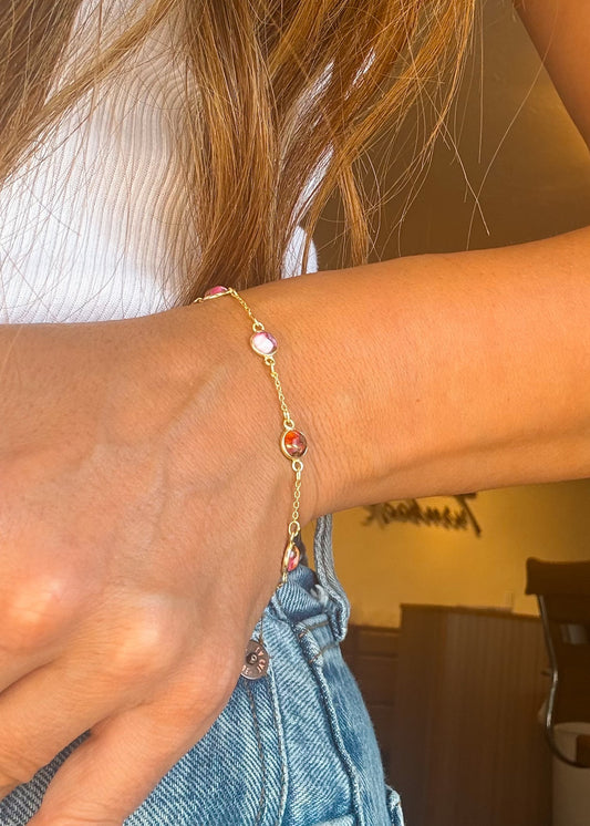Pink Dahlia Large Pony Club Bracelet - Turnback Pony ™ - Necklace