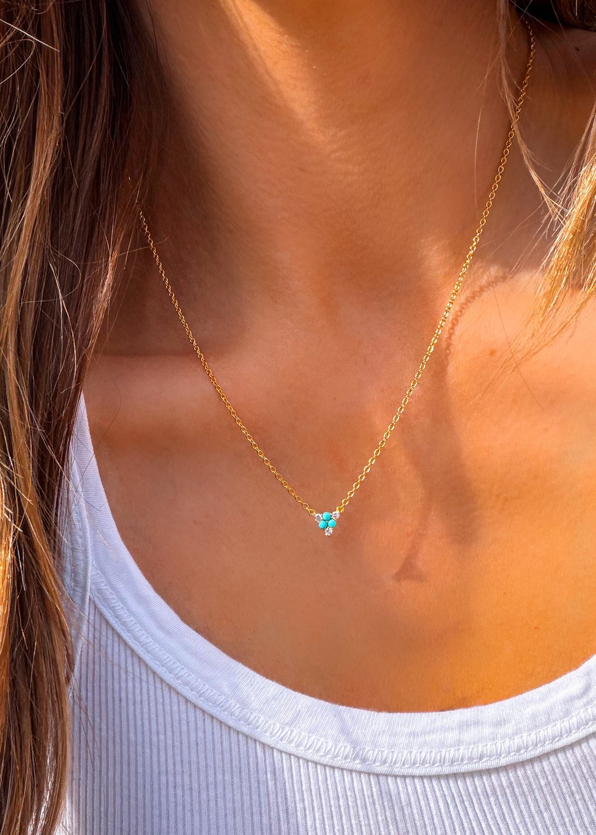 Alara Diamond and Turquoise Necklace - Turnback Pony ™ - Necklace