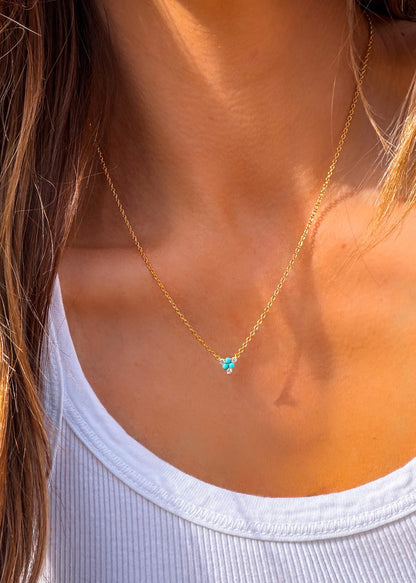 Alara Diamond and Turquoise Necklace - Turnback Pony ™ - Necklace