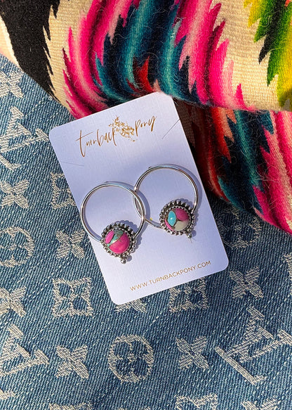 Doodle Hoops (Mostly Pink) - Turnback Pony ™ - Earrings