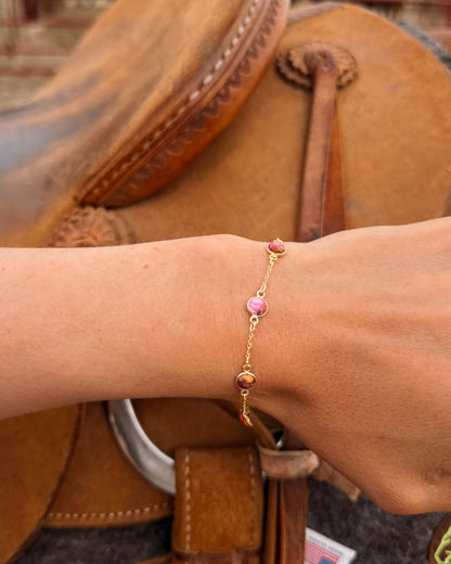 Pink Dahlia Large Pony Club Bracelet - Turnback Pony ™ - Necklace