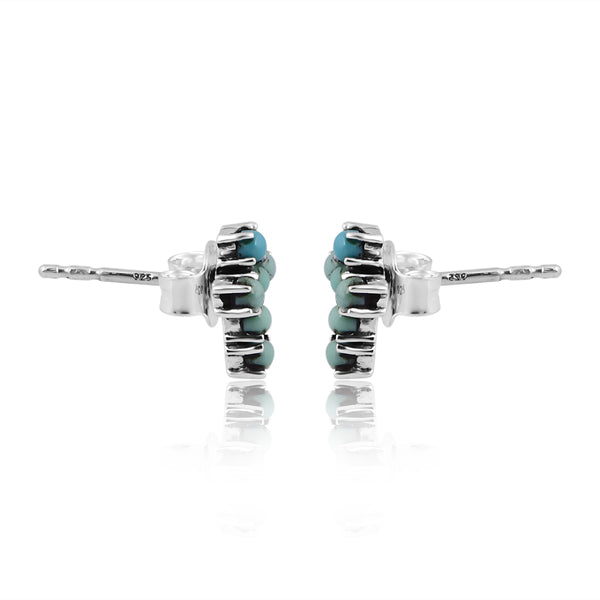 Mini Turquoise Cross Stud Earrings - Turnback Pony ™ - Earring