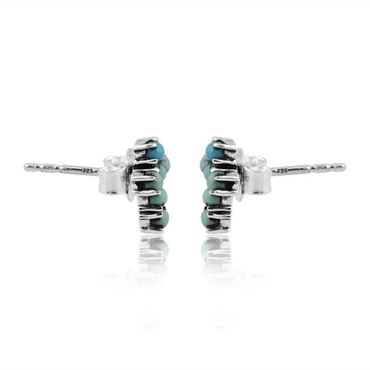 Mini Turquoise Cross Stud Earrings - Turnback Pony ™ - Earring