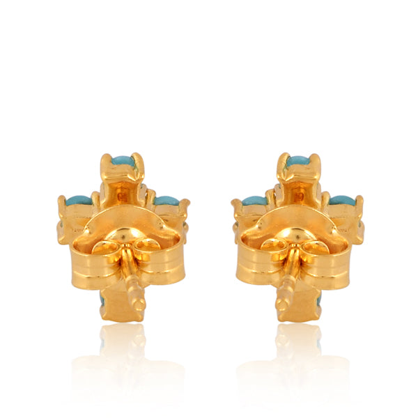 Mini Turquoise Cross Stud Earrings - Turnback Pony ™ - Earring