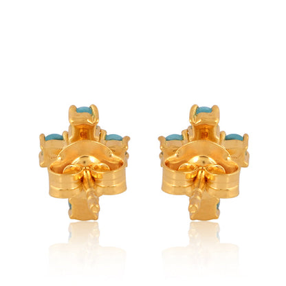 Mini Turquoise Cross Stud Earrings - Turnback Pony ™ - Earring