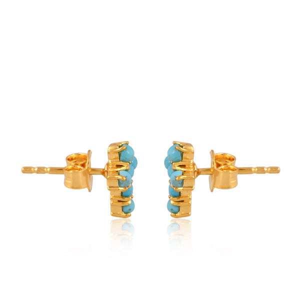 Mini Turquoise Cross Stud Earrings - Turnback Pony ™ - Earring