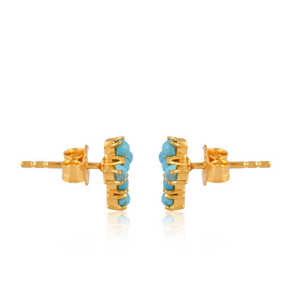 Mini Turquoise Cross Stud Earrings - Turnback Pony ™ - Earring