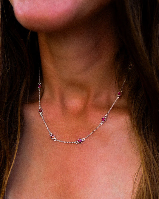 Pink Dahlia Dainty Pony Club Necklace