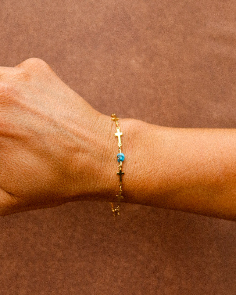 Cross with Turquoise Bracelet