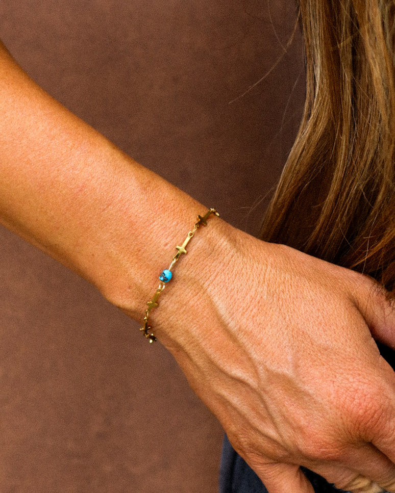 Cross with Turquoise Bracelet