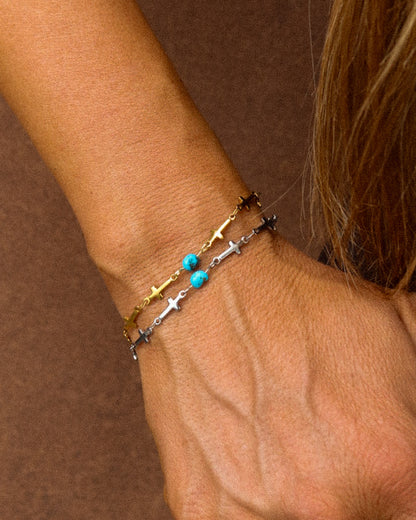 Cross with Turquoise Bracelet