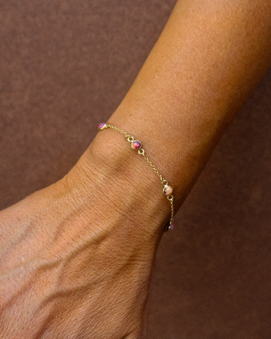 Pink Dahlia Dainty Pony Club Bracelet