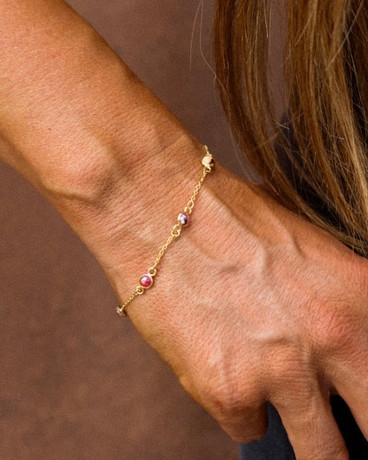 Pink Dahlia Dainty Pony Club Bracelet