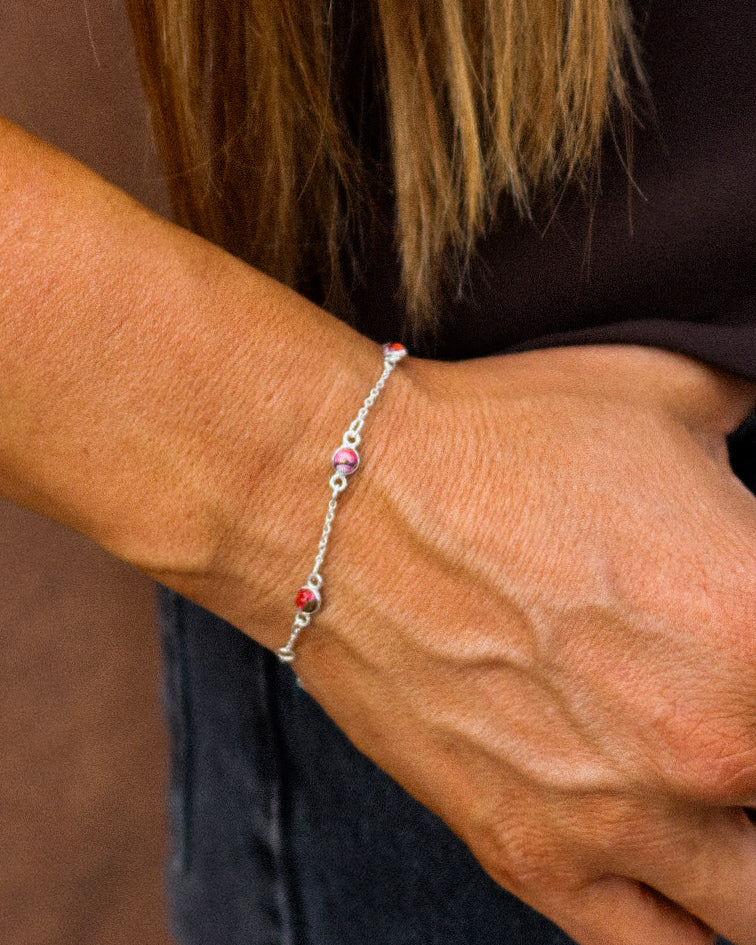 Pink Dahlia Dainty Pony Club Bracelet