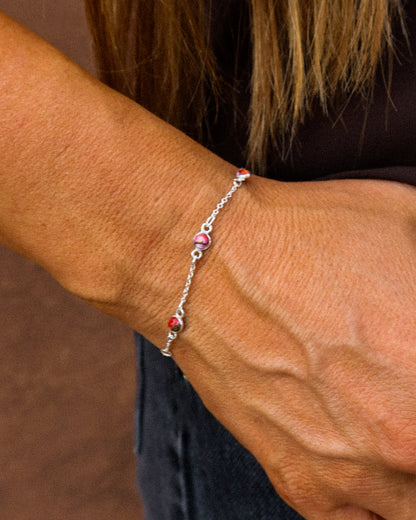 Pink Dahlia Dainty Pony Club Bracelet
